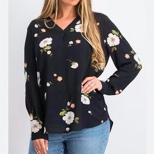 BRINA & EM FLORAL V NECK BLOUSE